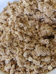 oats flour and butter blended together to form crumble