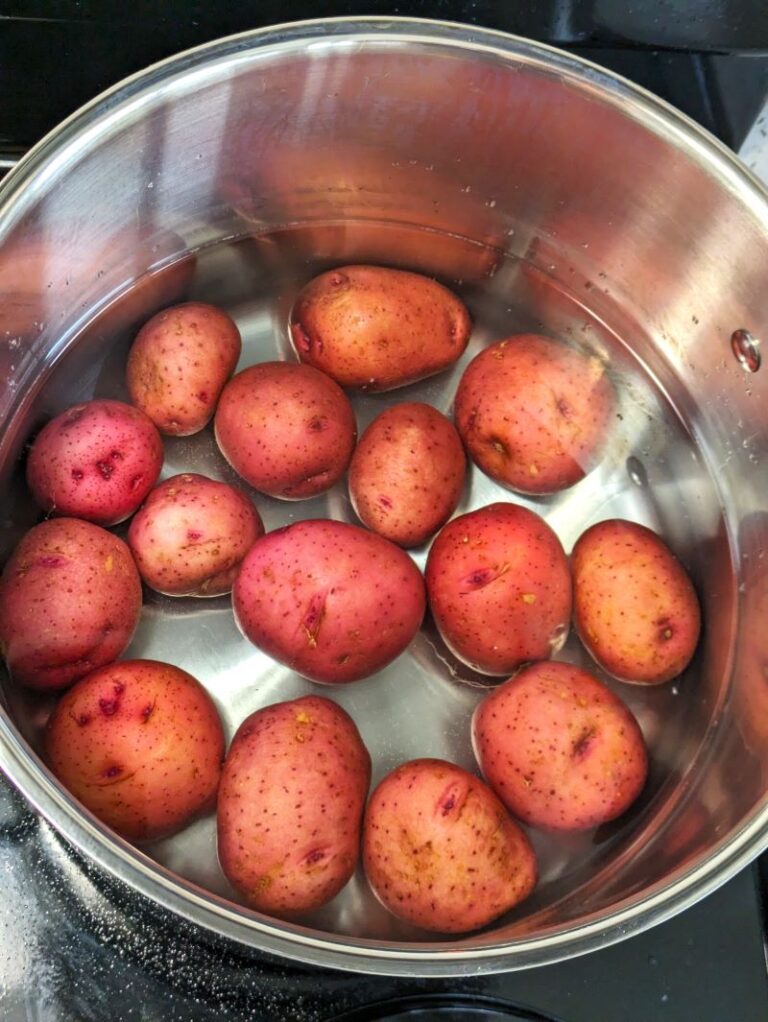 pot of red potatoes for salad