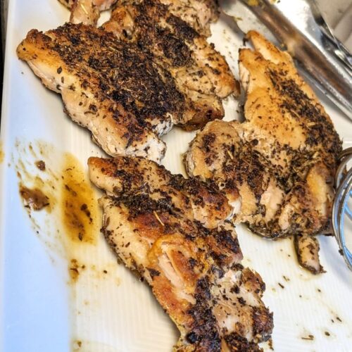Pan-fried chicken thighs with Italian seasoning