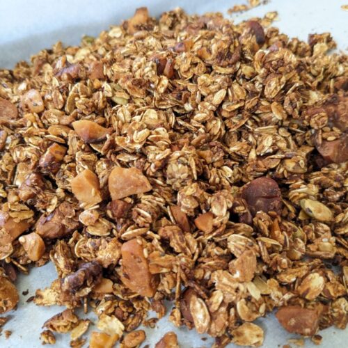 photo of granola made at home in the oven