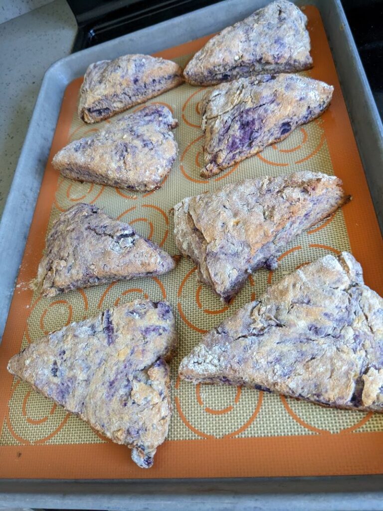 pan full of okinawan sweet potato scones