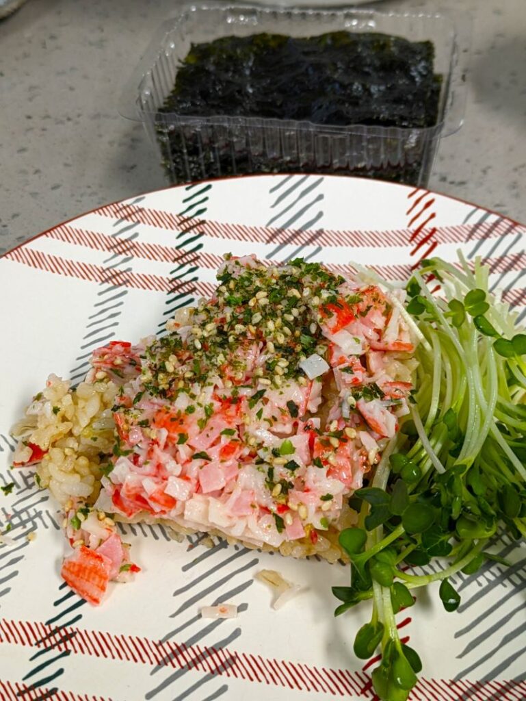 No-Bake Sushi Bake with Imitation Crab - Balanced Hawaii Eats