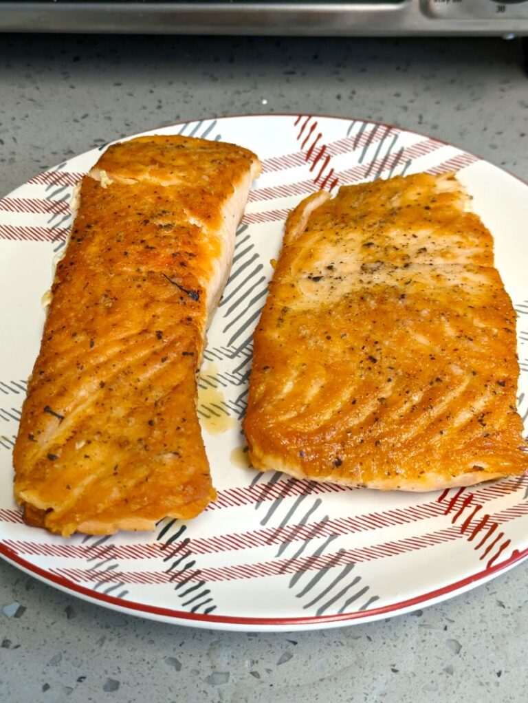 plate of pan-seared salmon