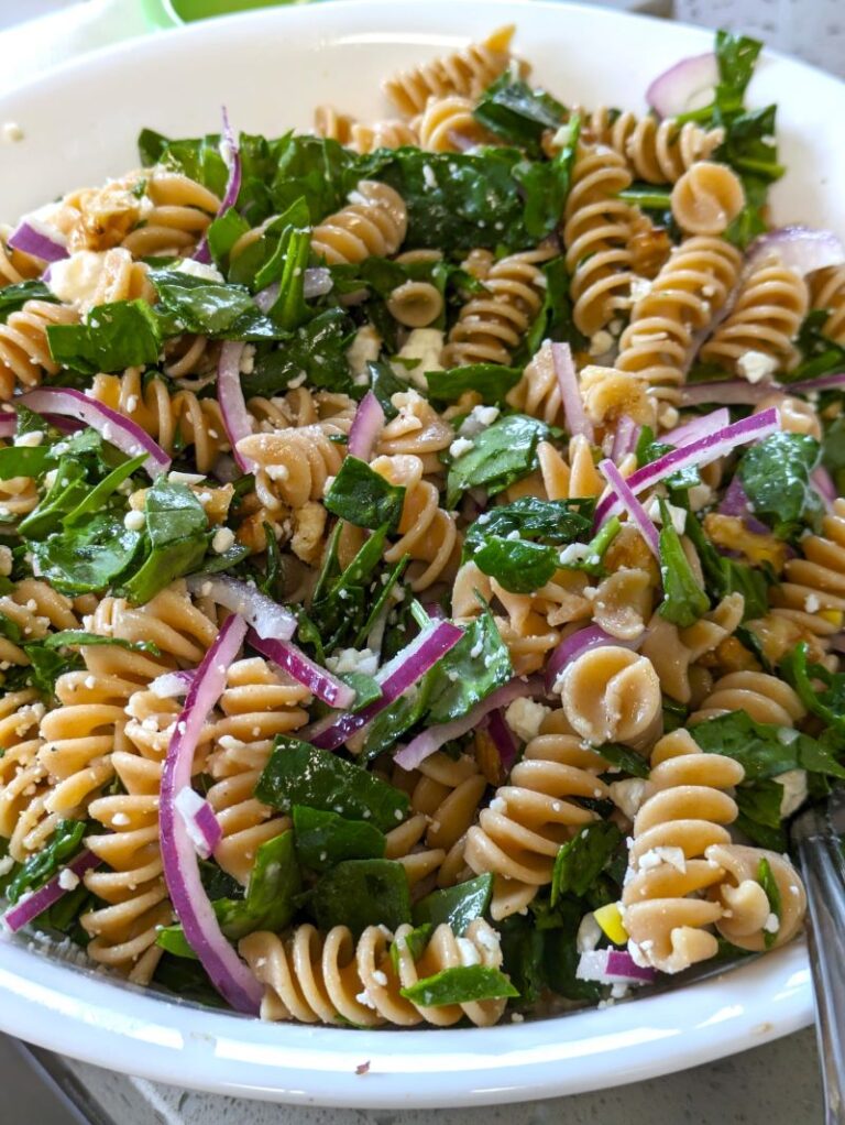 whole wheat pasta salad without salmon in a bowl