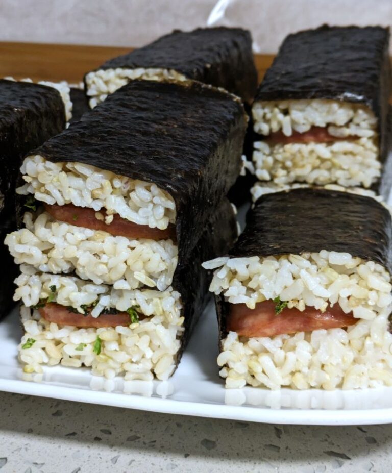 Healthier Spam Musubi with Spam Lite and Genji Mai brown rice ...