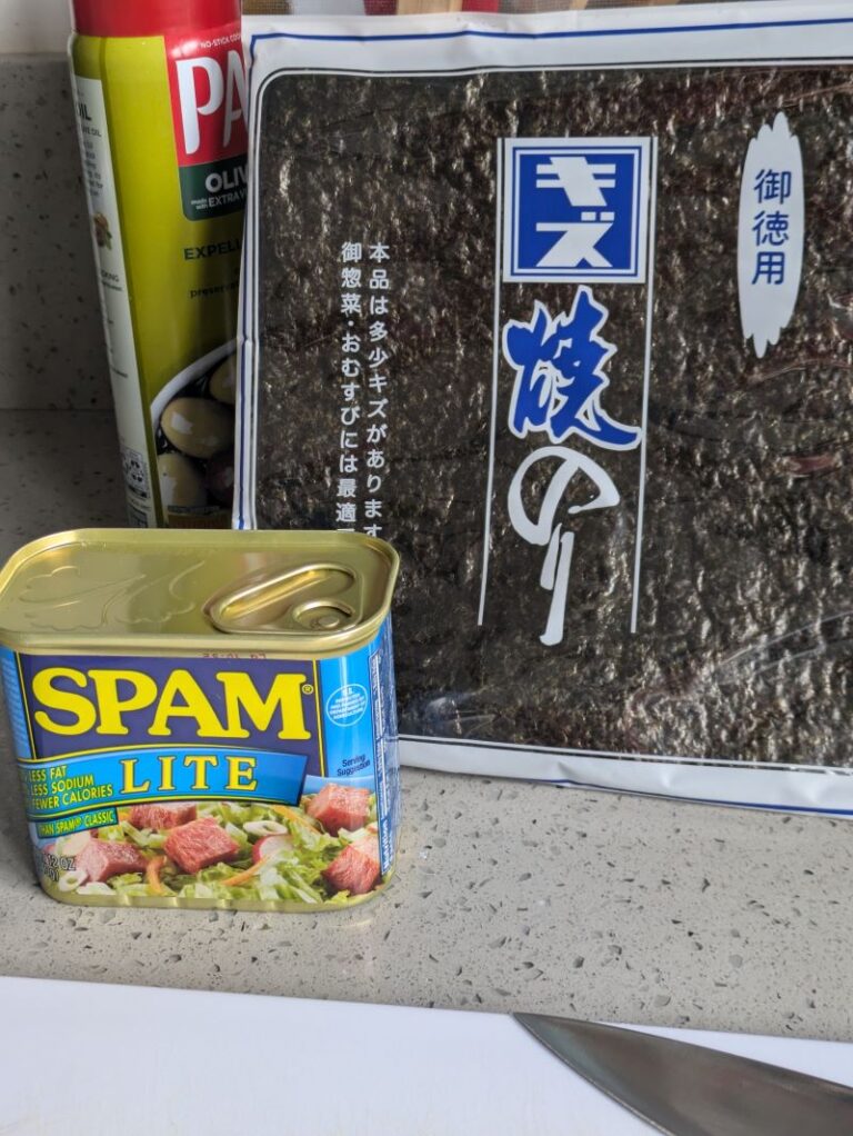 Spam Lite and nori sheets for healthier spam musubi