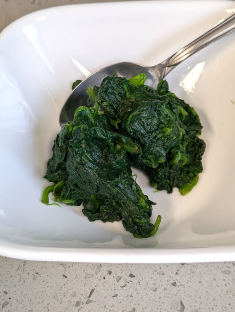 blanched spinach with water squeezed out for banchan