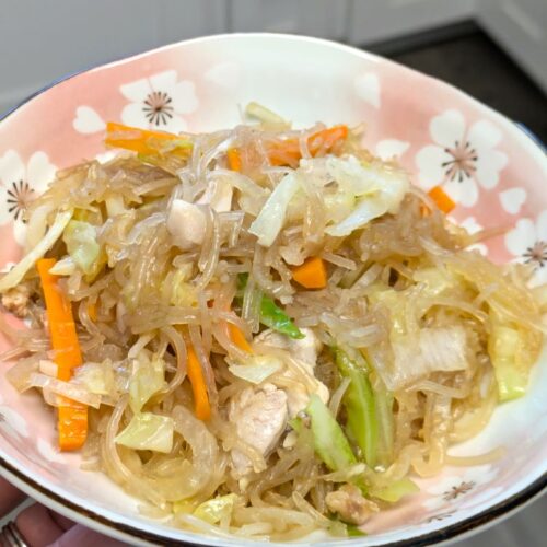 easy pancit bihon on a plate