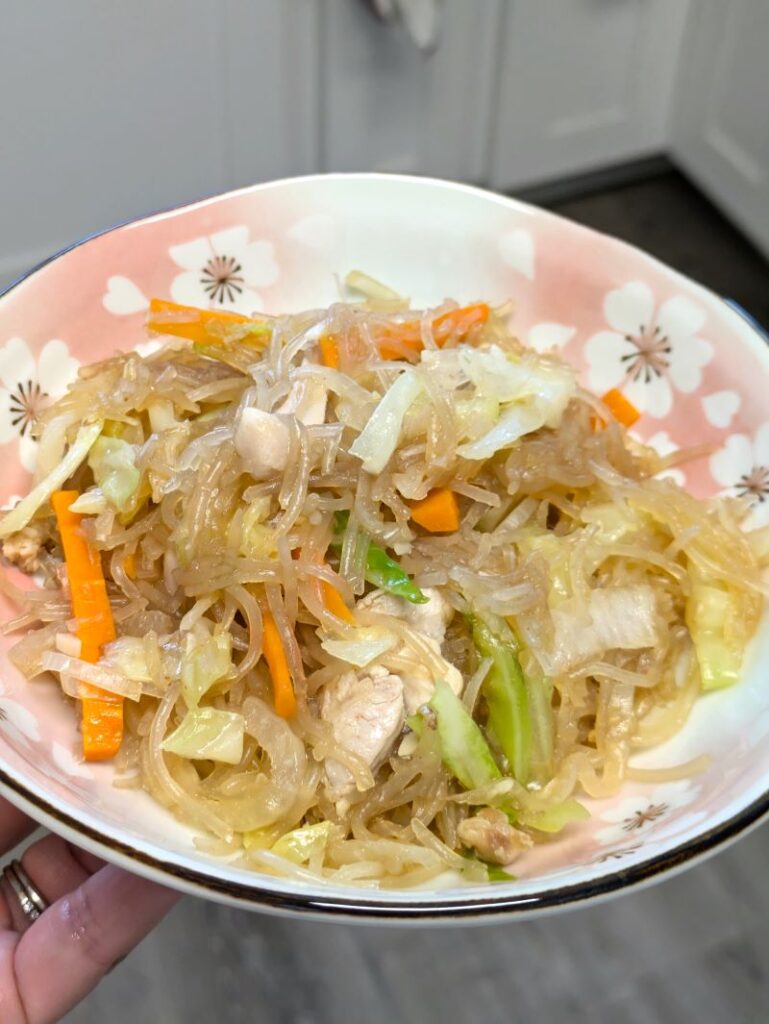 easy pancit bihon on a plate