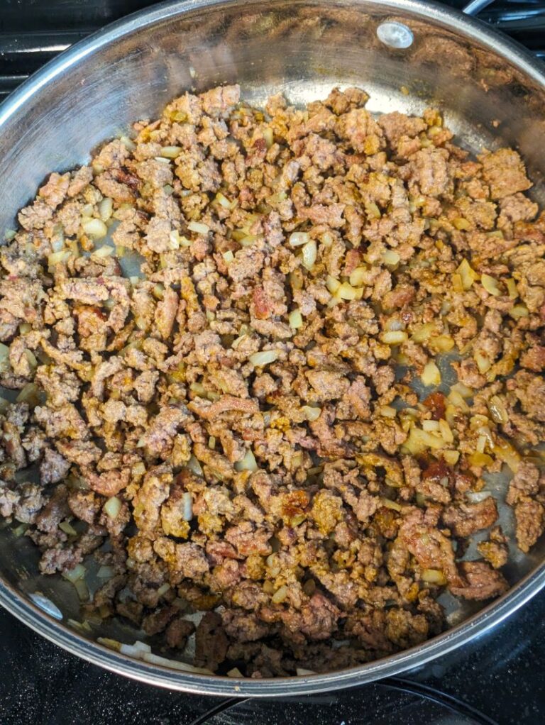 cooked ground beef and onions for hamburger cauliflower Japanese curry