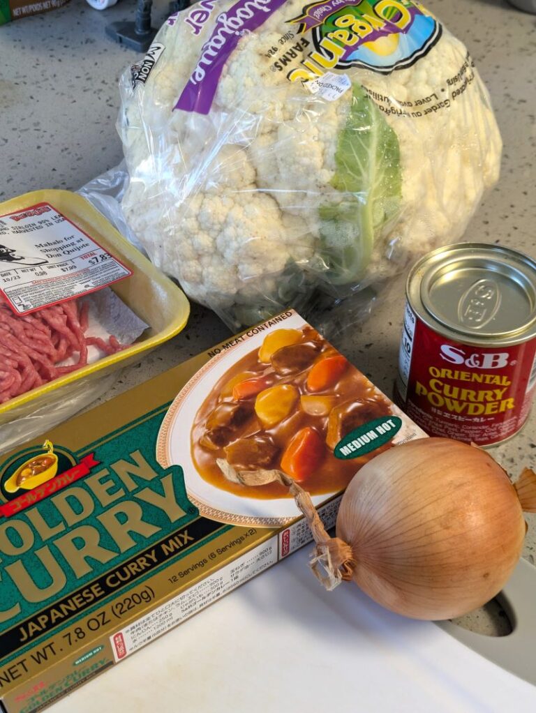 ingredients for hamburger cauliflower Japanese curry