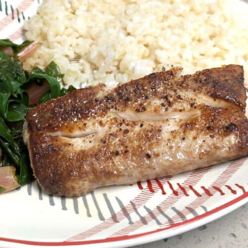 Simple Seared Mahi Mahi Fillet on a plate