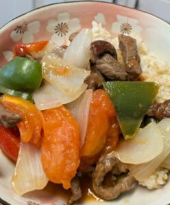 plate of Hawaii-Style Beef Tomato on rice