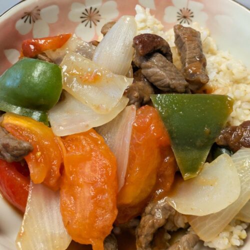 plate of Hawaii-Style Beef Tomato on rice