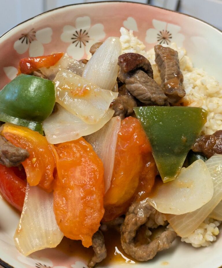 plate of Hawaii-Style Beef Tomato on rice
