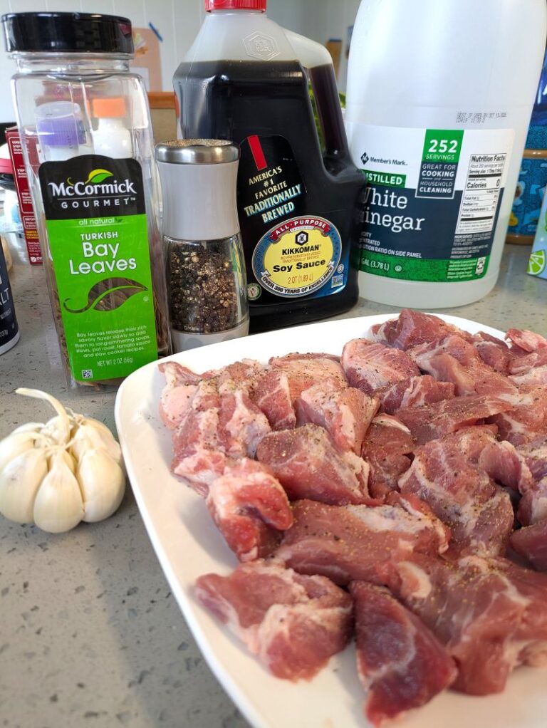 ingredients to make savory pork adobo